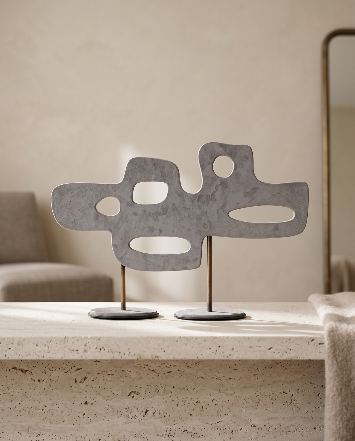 Two-Footed Leather Decorative Object