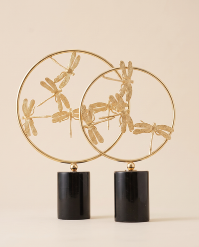 Circle Decorative Object with Dragonfly Set of 2