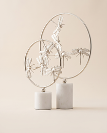 Circle Decorative Object with Dragonfly II - warm ivory studio hero shot
