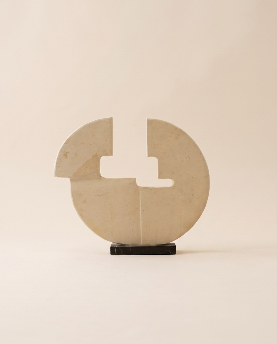 Amorphous Marble Sculpture - warm ivory studio hero shot
