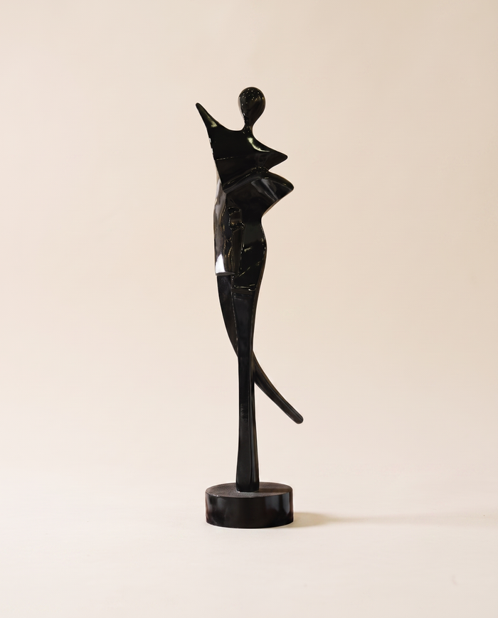 Ebon Grace – Abstract Woman Sculpture in Glossy Black