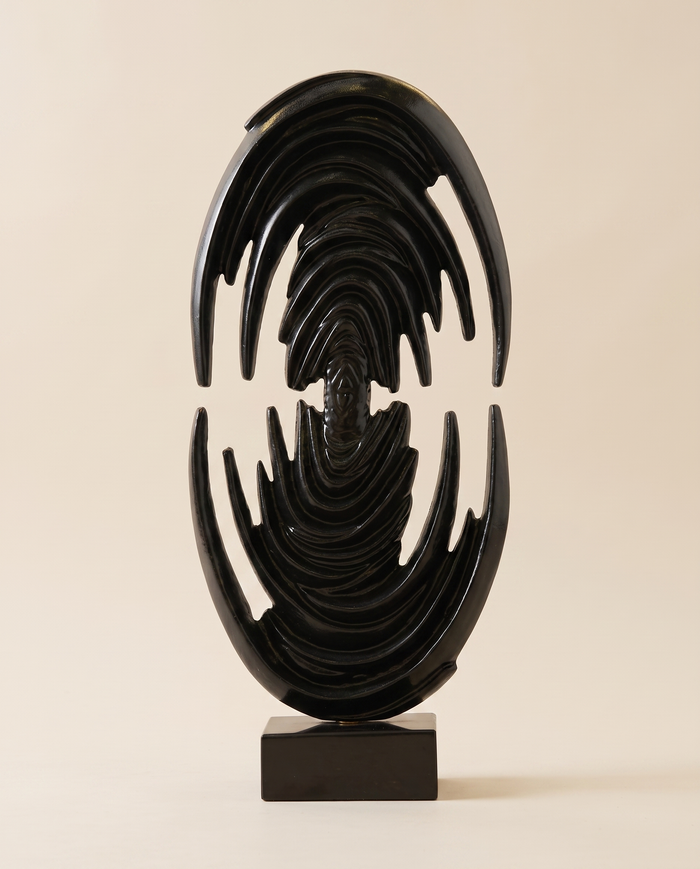 Glossy Black Brass Art Sculpture – Venus Form Statement Piece