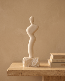 Marble Silhouette Sculpture - styled warm beige console scene