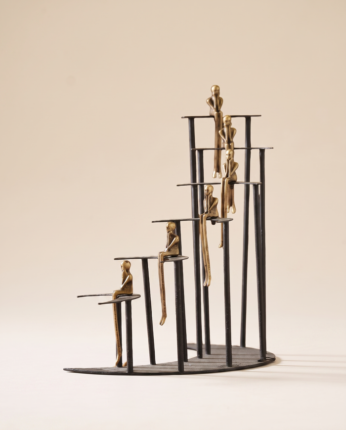 Moon Arc with Thinking Men Sculpture
