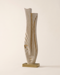 Travertine Face Sculpture with Gold Base
