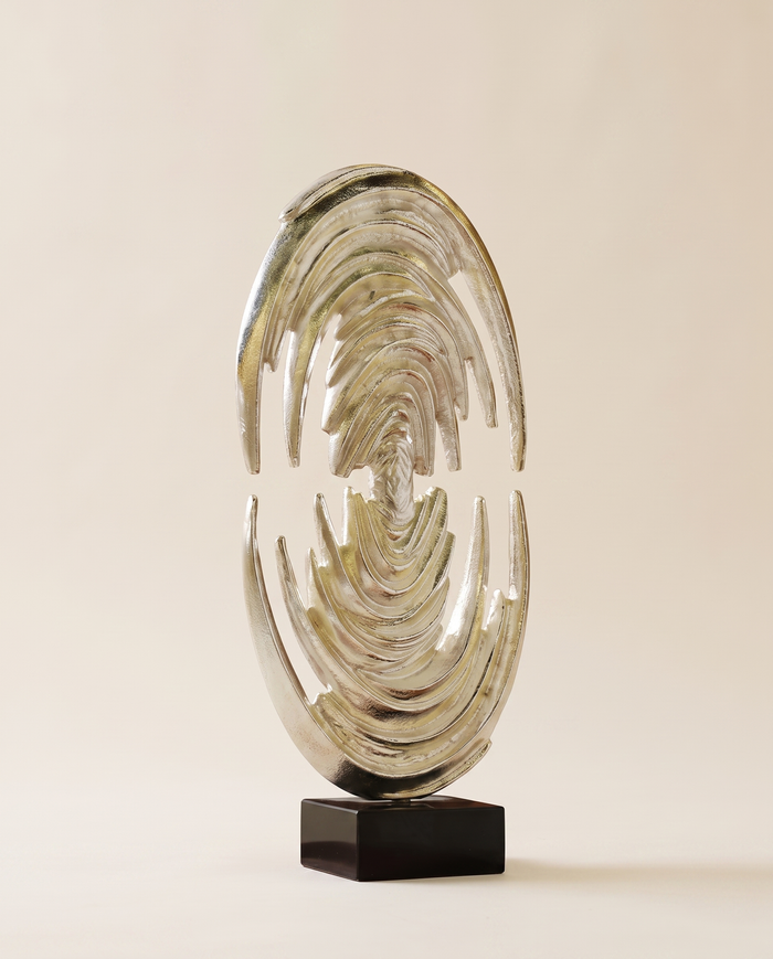 Venus Abstract Sculpture – Ecru Brass Finish Modern Organic Art Object