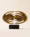 Venus Horizon Sculpture – Golden Solid Brass Abstract Art on Marble Base