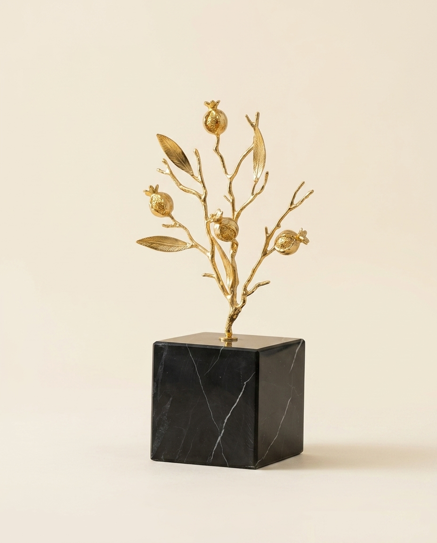 Pomegranate Tree Decorative Object - warm ivory studio hero shot
