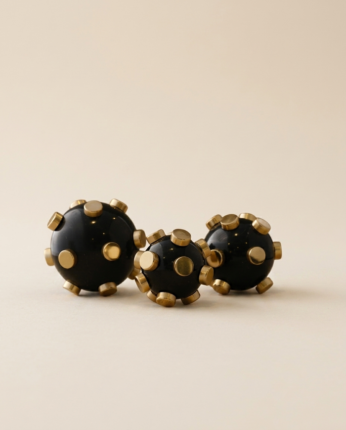 Black & Gold Marble Stud Sphere Trio