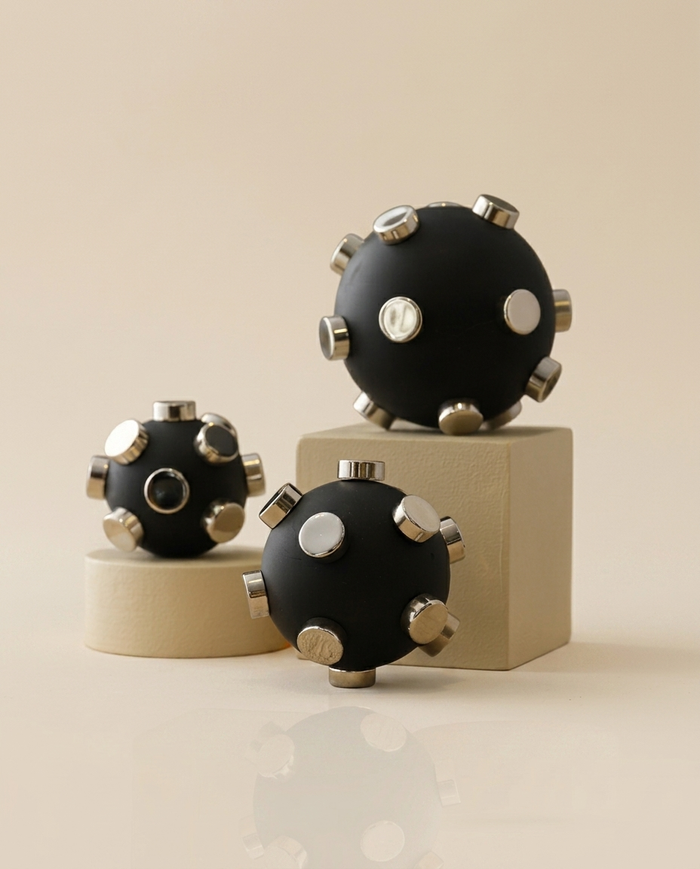 Black Marble Stud Sphere Trio