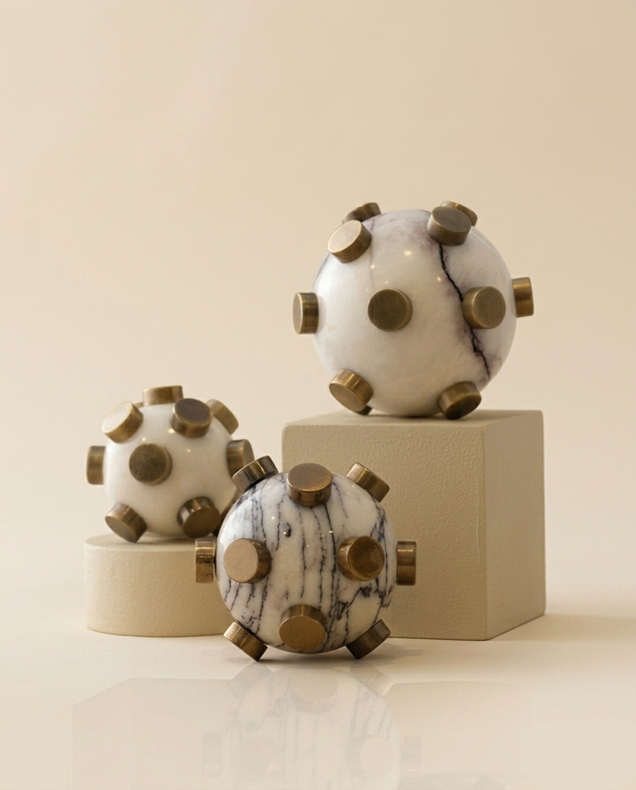 Marble Mine Sphere Decor with Brass Accents