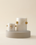 Sphere Detail Marble Vase – White Marble & Gold Decorative Vase Set of 2