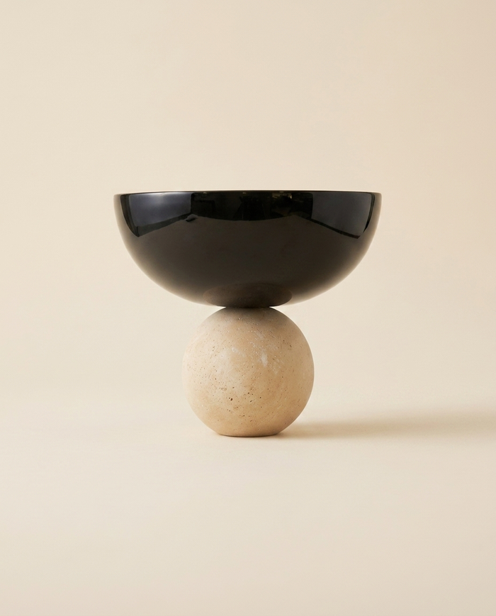 Travertine Bowl with Sphere