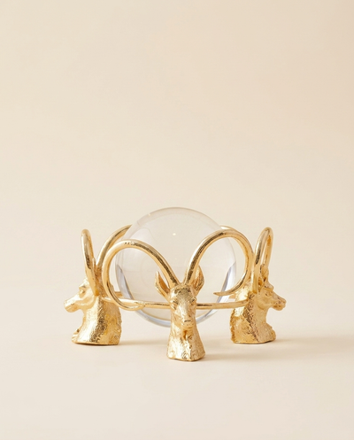 Golden Ram Trio with Crystal Sphere