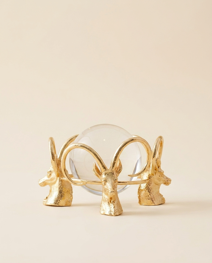 Golden Ram Trio with Crystal Sphere