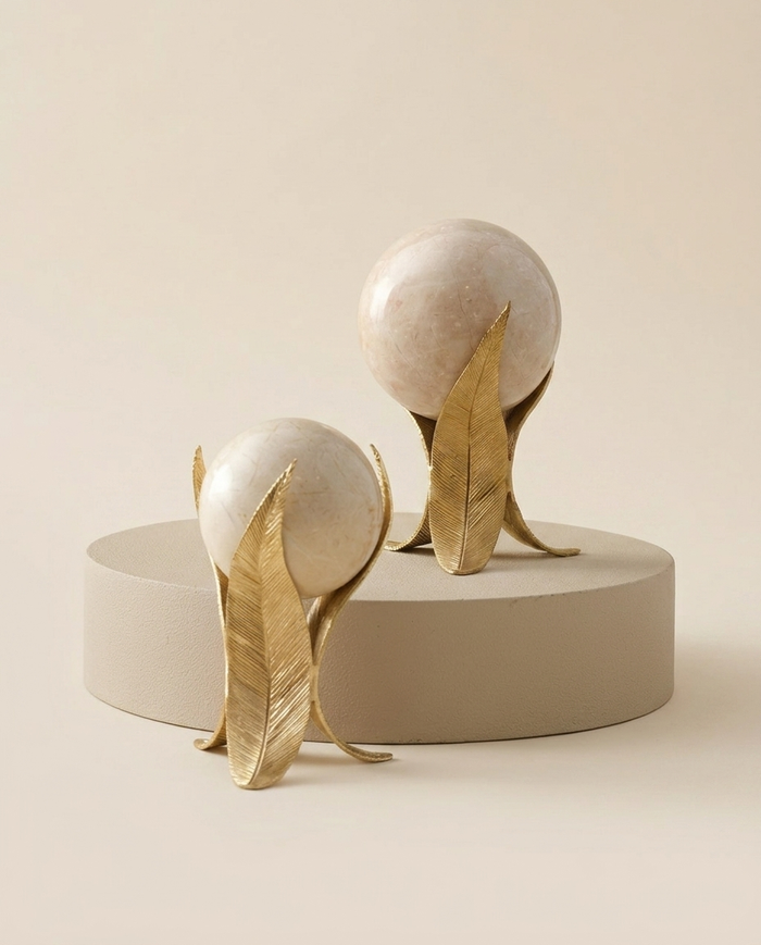 Feather Decor with Glass Sphere – Large