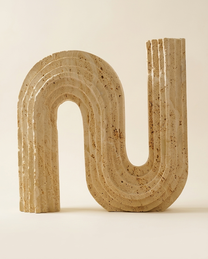 XL Travertine S-Form Decorative Object