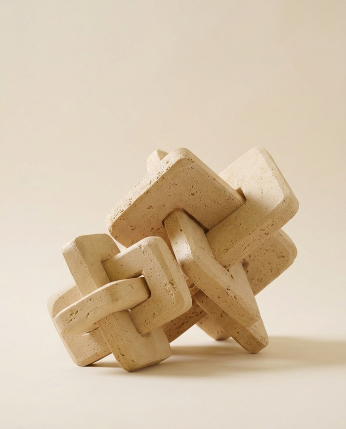 Maze Travertine Decorative Object I — Large