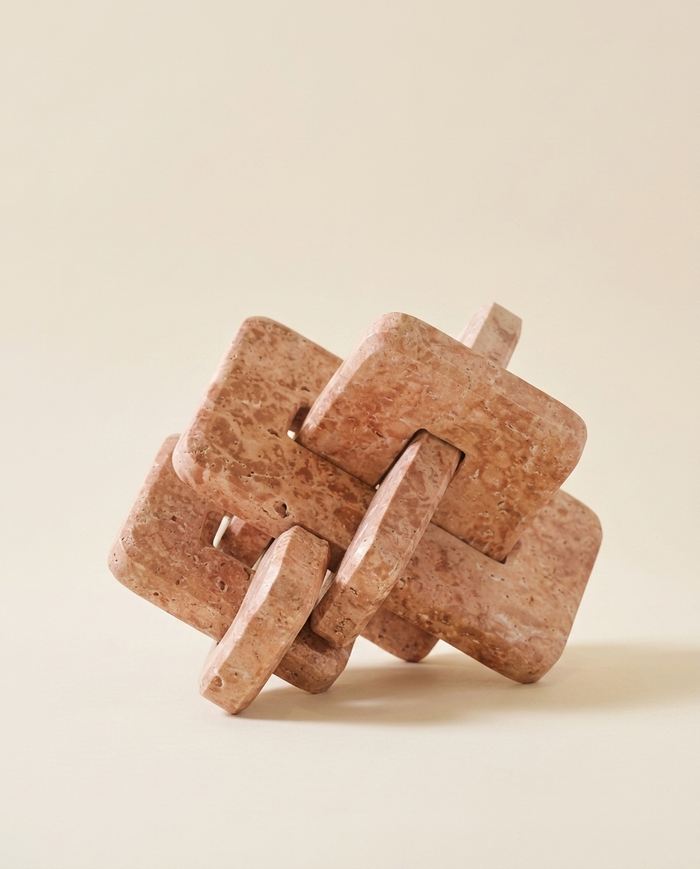 Maze Travertine Decorative Object II — Medium