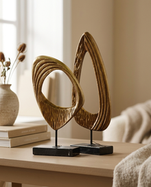 Layni Decor Set Duo Gold - styled warm beige console scene