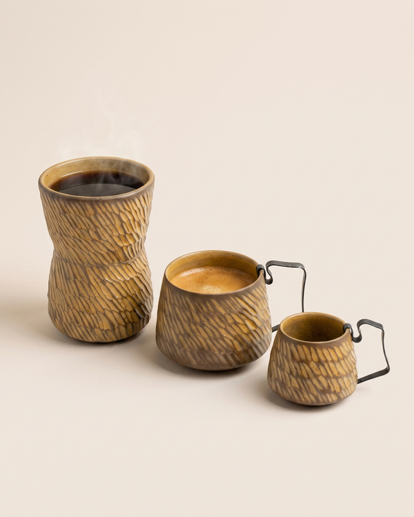 Hic Ceramics Mocca Sand Cup Set Recif — Handcrafted Stoneware Trio