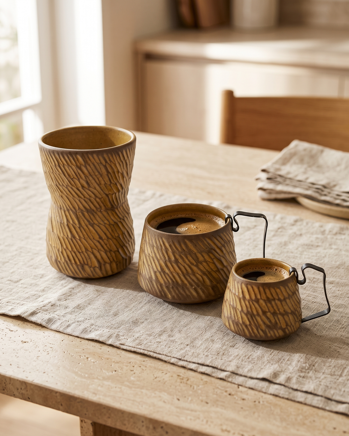 Hic Ceramics Mocca Sand Cup Set Recif — styled in use