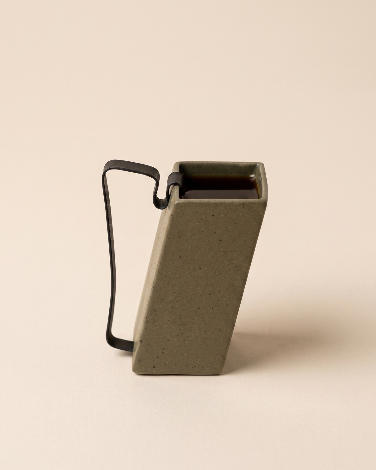 Hic Ceramics Khaki Rectangular Small Stoneware Mug with Removable Stainless Steel Handle — product photo