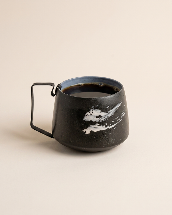 Hic Ceramics Stone Medium Stoneware Cup with Removable Stainless Steel Handle