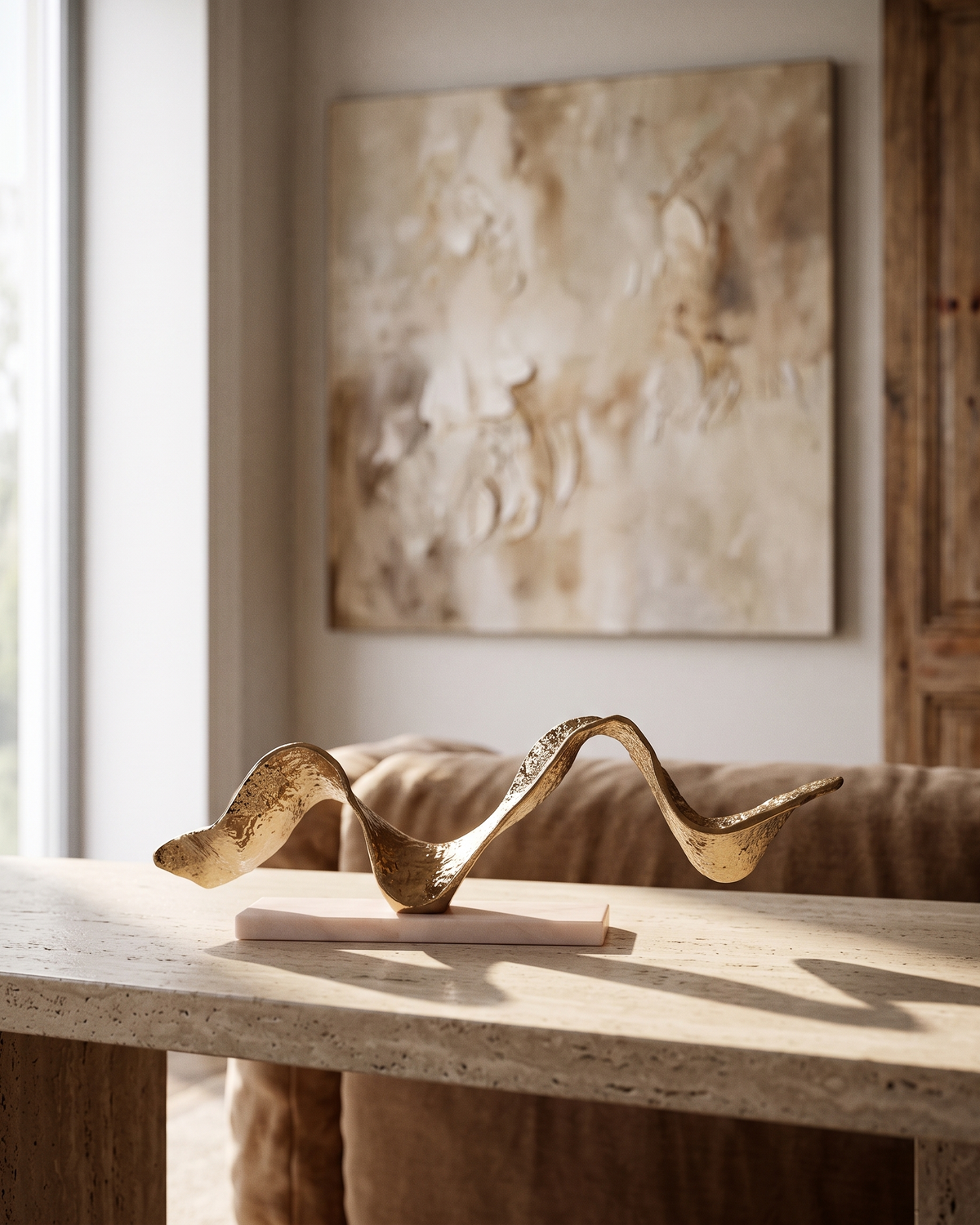 Horizontal Ribbon Sculpture (One Piece) — styled interior scene, Bels & Pearl