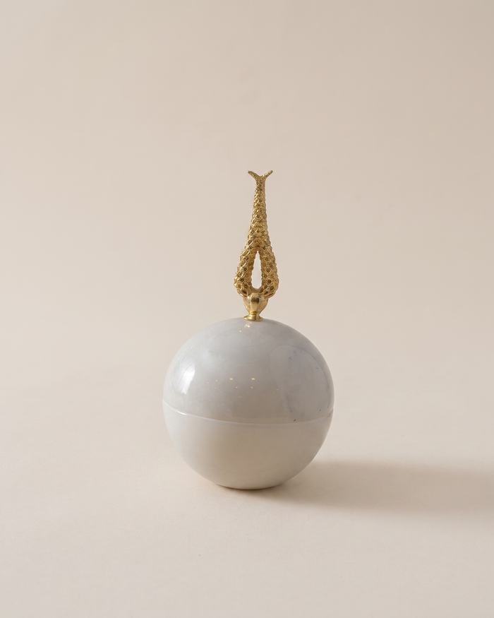 Hyacinth Bonbonnière with Ornate Brass Lid