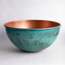 Hammered Verdigris Copper Vessel Sink & Rustic Bathroom Vanity Basin – view 3