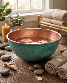 Verdigris Solid Copper Foot Bath Bowl & Pedicure Spa Basin – view 6