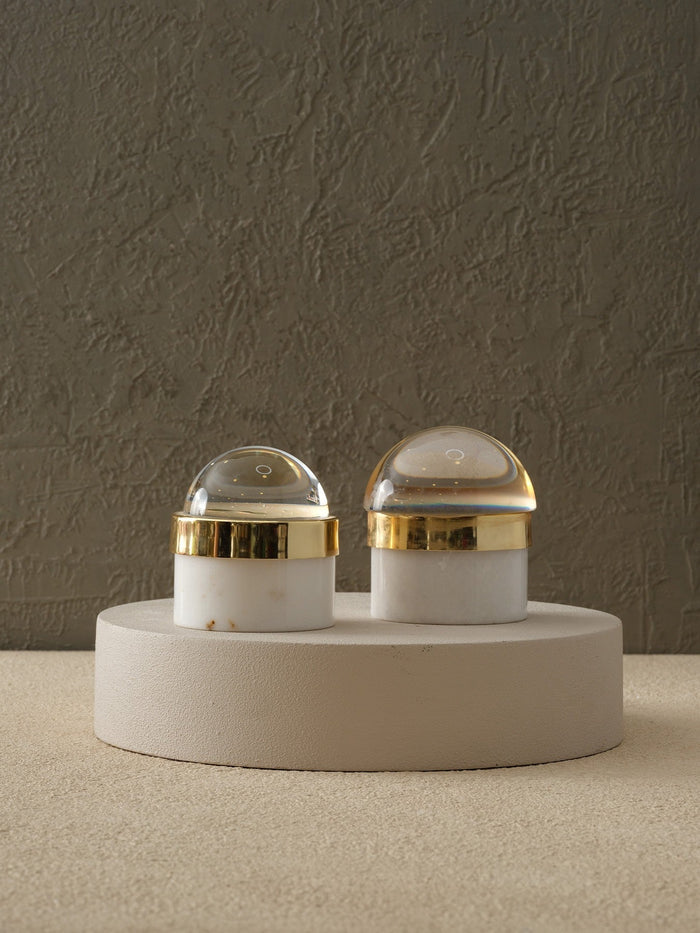 Crystal Dome with Marble Base – Gold Accent