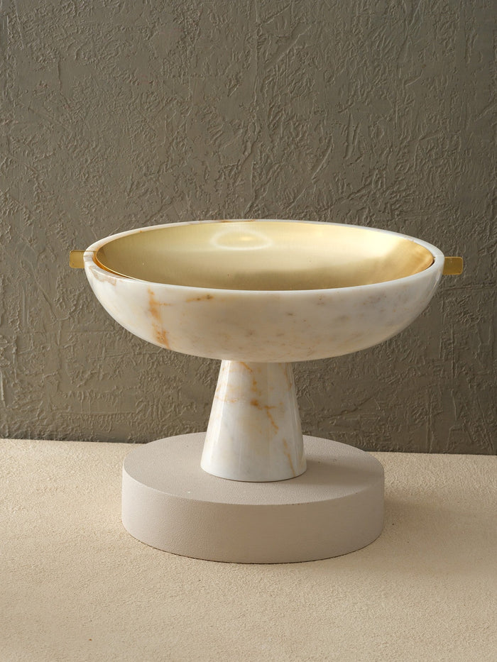 Handled Marble Bowl with Inner Brass Bowl III