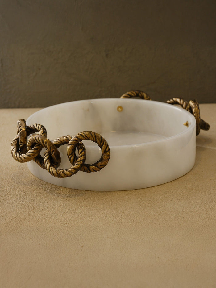Marble Bowl with Two Rope Handles