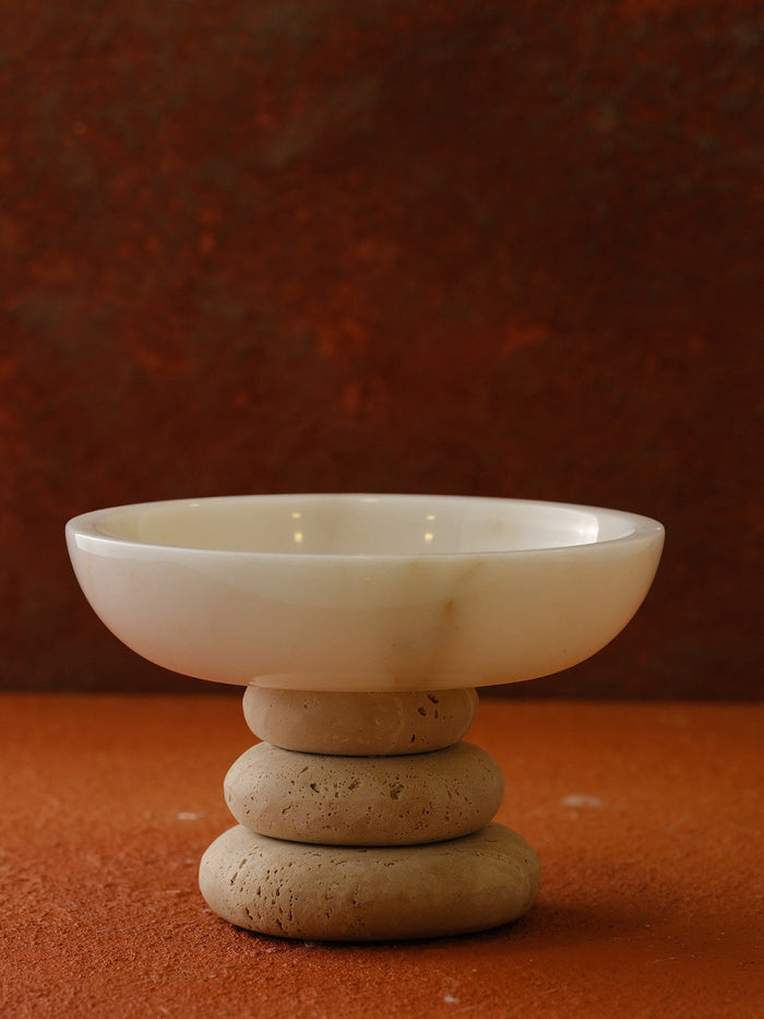 Marble Bowl on Travertine Base II