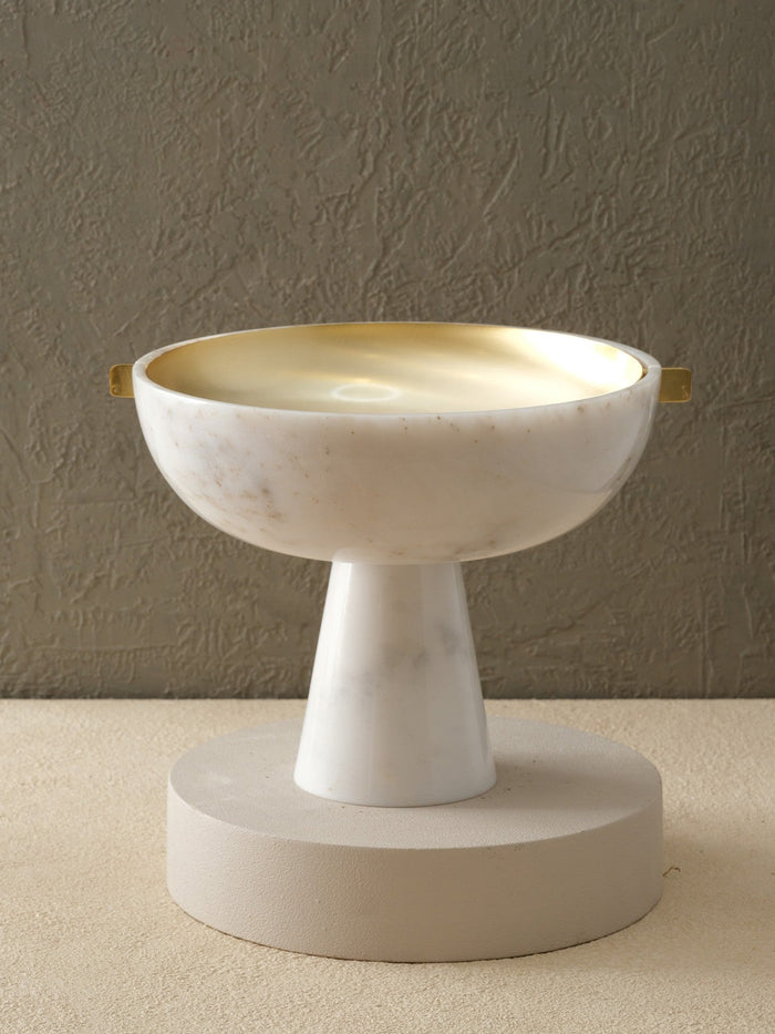 Handled Marble Bowl with Inner Brass Bowl II