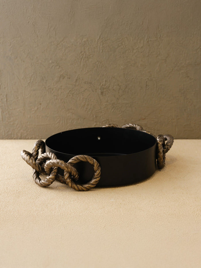 Flat Bowl with Two Rope Handles