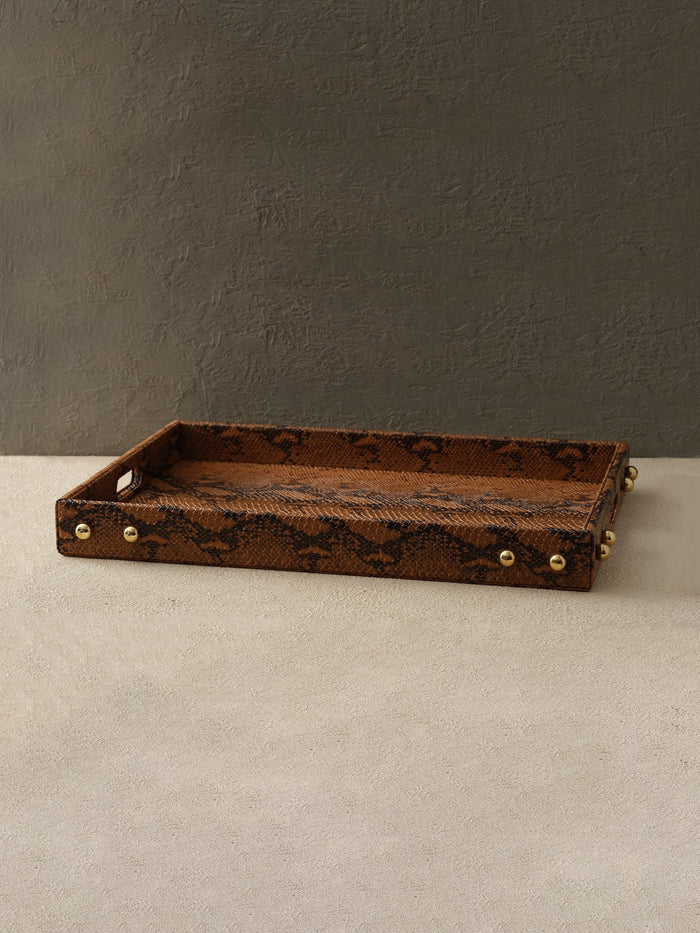 Brown Faux Snakeskin Tray – Luxe Texture Meets Functionality