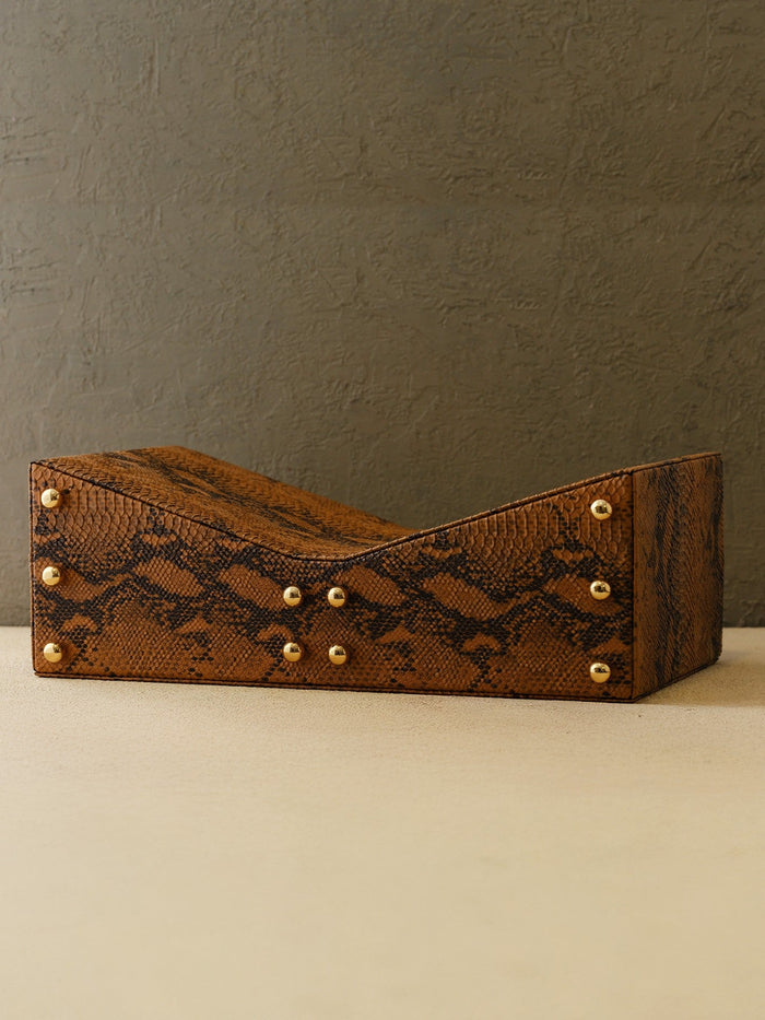 Python-Pattern Decorative Storage Box with Golden Studs