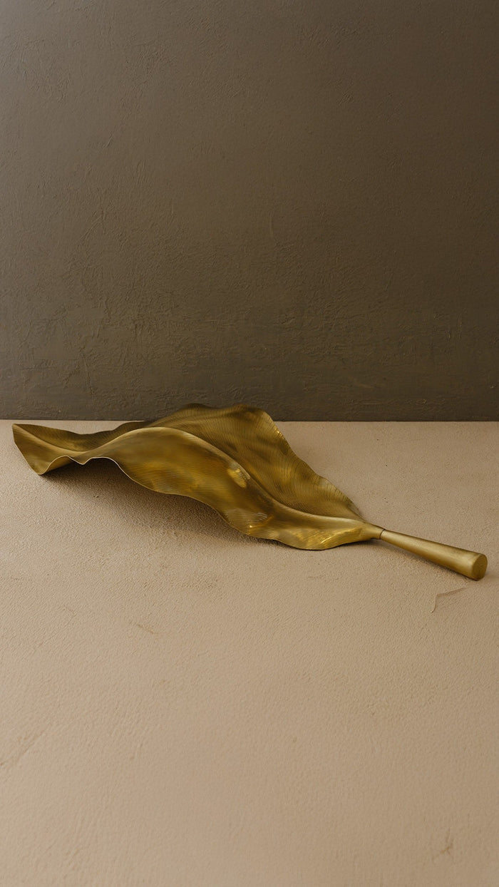 Large Brass Leaf Tray Sculpture
