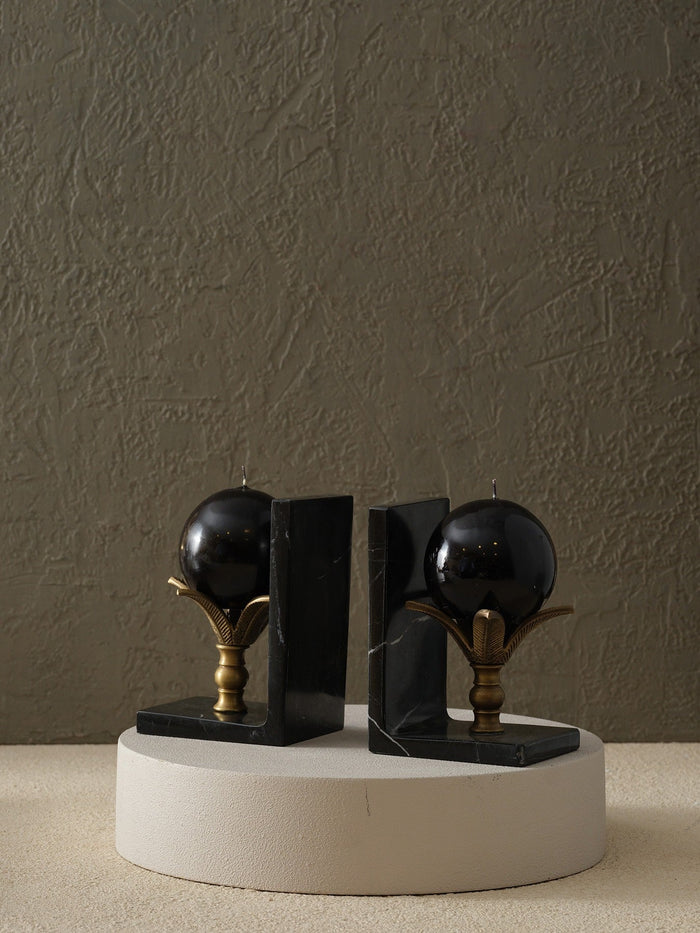 Lotus Sphere Marble Bookends