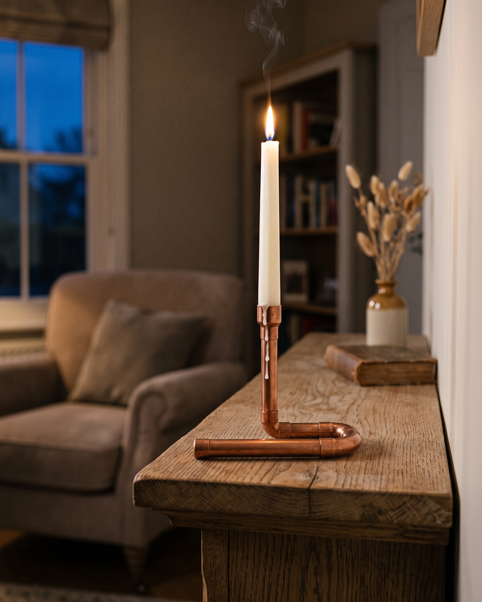 Taper Candle Holder – 100% Solid Copper, Industrial Single Design