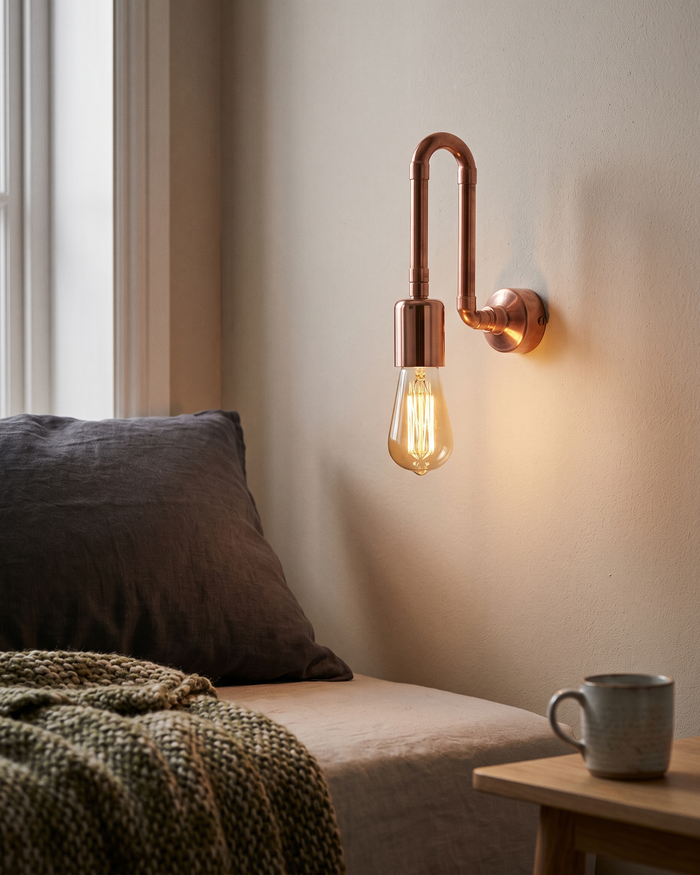 Wall Light – 100% Solid Copper, Curved Industrial Design