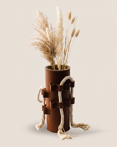 Leather-Wrapped Vase