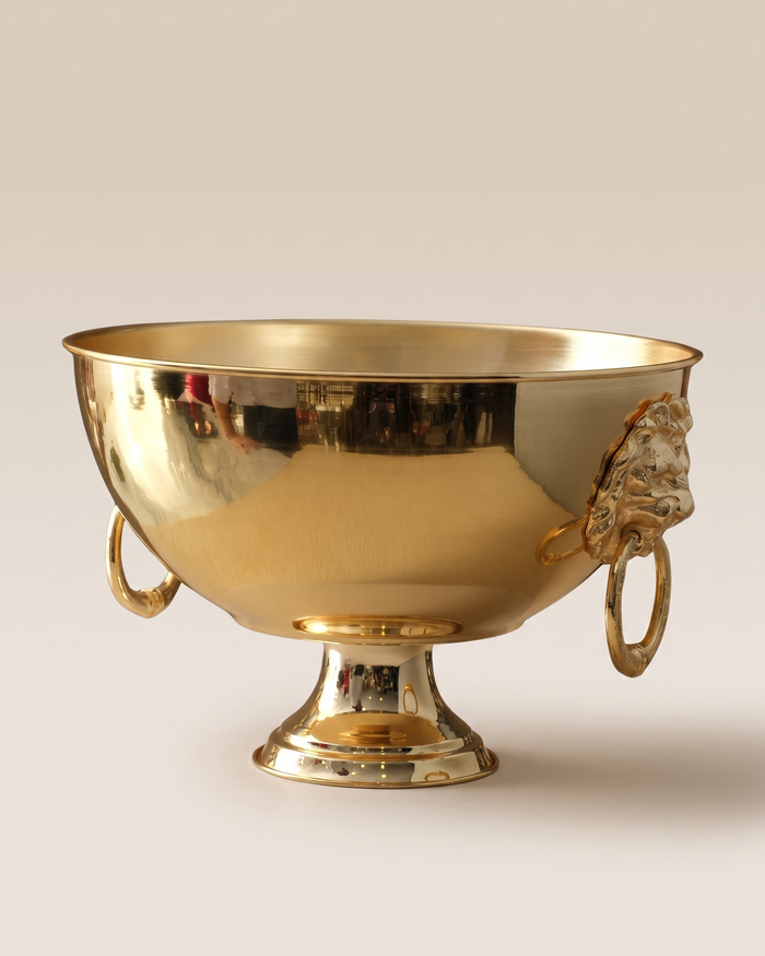 Lion-Head Brass Pedestal Bowl