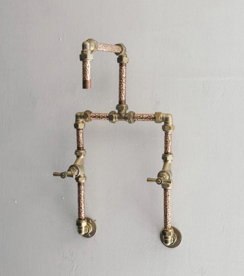 Handcrafted Industrial Solid Copper and Brass Faucet