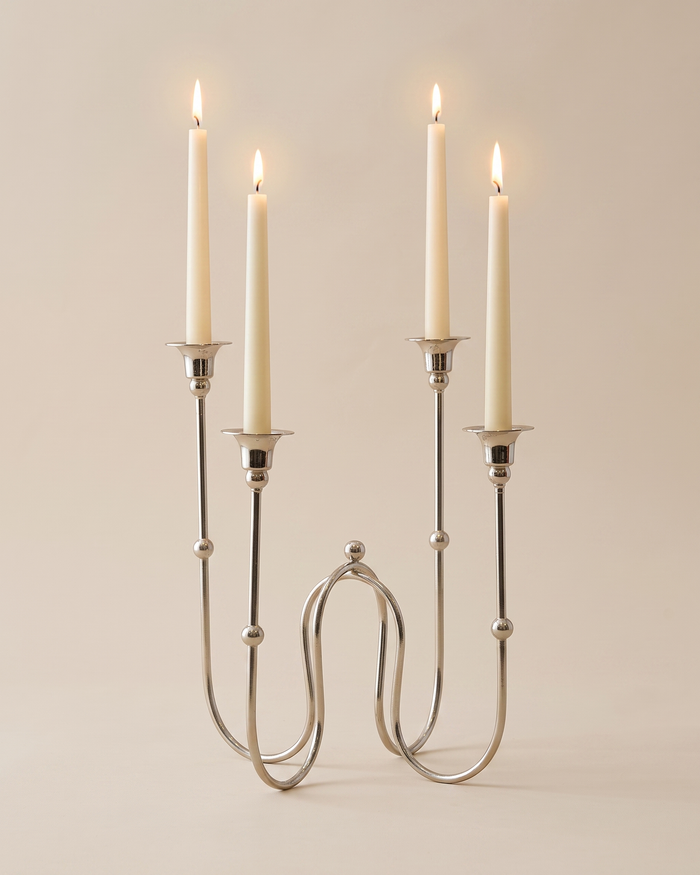 Luna Four-Arm Silver Candelabra