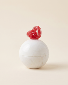 Luna Rouge Crystal Loop Marble Bonbonnière - studio view on ivory background