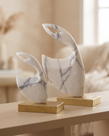 Marble Ballerina Decorative Object II - styled on a warm beige console in a cosy interior
